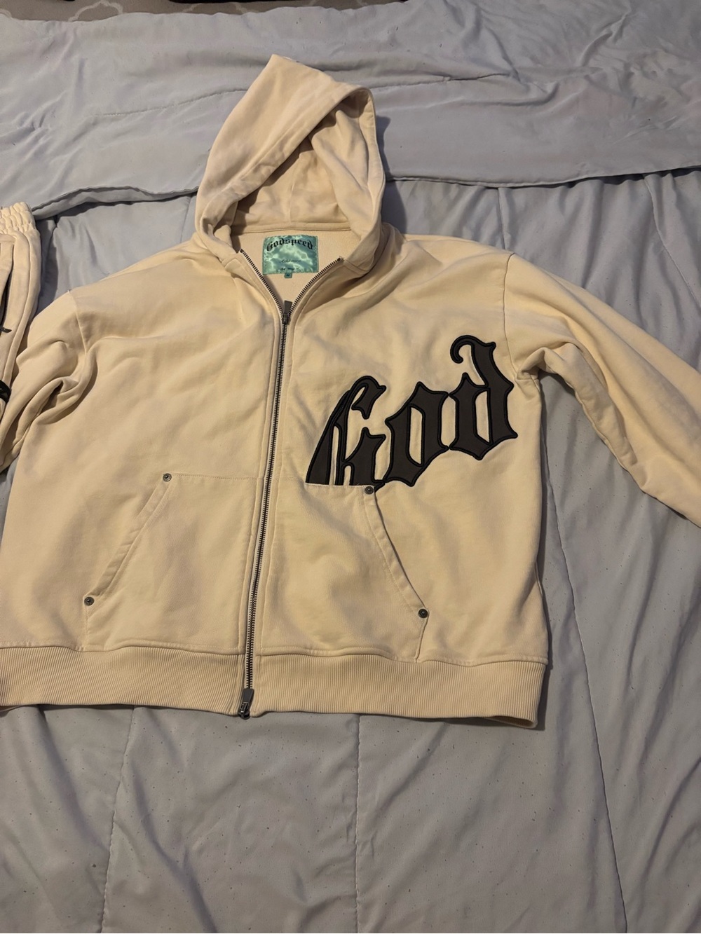 Graphic Cream Zip-Up Hooded Jacket for Kids